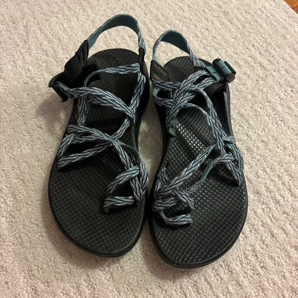 Black and Teal Strappy Sandals